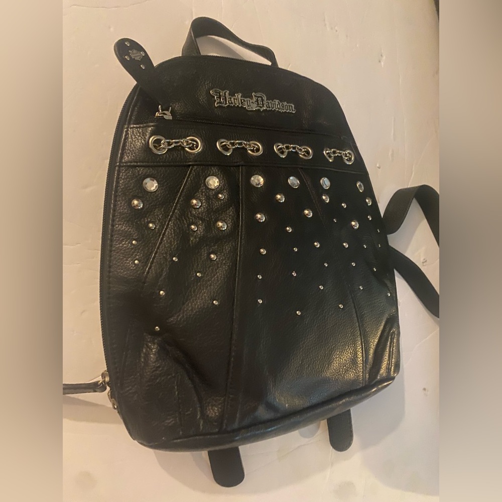 Harley Davidson Black Studded And Gemed  Backpack